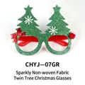 Festive green glitter Christmas tree glasses made of non-woven fabric for holiday party - Green Glitter Non-woven Double Tree Style (CHYJ-07GR)