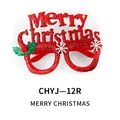 Glittery red Merry Christmas decorative party glasses with snowflake and holly leaves for holidays - Red English Letters Style (CHYJ-12R)