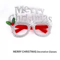 Sparkling silver glitter Merry Christmas decorative glasses for festive holiday parties - Silver English Letters Style (CHYJ-12S)