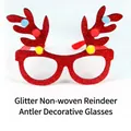 Red glitter reindeer antler glasses for Christmas holiday party costume accessories - Red Glitter Non-woven Antler Style (CHYJ-06R)