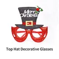 Festive Christmas decorative glasses featuring black top hat and sparkling red glitter frame - Black Red Large Top Hat Style (CHYJ-17BL)