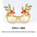 Glitter non-woven Christmas reindeer antler glasses for holiday party festive accessories. - Golden Glitter Non-woven Antler Style (CHYJ-06G)