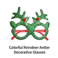 Festive green glitter reindeer antler glasses for Christmas holiday and party decoration - Green Colorful Mini Antler Style (CHYJ-38GR)