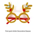 Christmas reindeer antler glasses with gold glitter and red pom-poms - Pompom Antler Golden Style (CHYJ-08G)