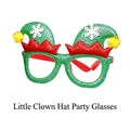 Festive green glitter Christmas elf hat glasses with snowflake pattern for holiday party - Green Joker Hat Crown Style (CHYJ-24GR)