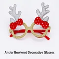Festive Christmas decorative glasses featuring reindeer antlers and red polka dot bows - Silver Antler Bowtie Style (CHYJ-20S)