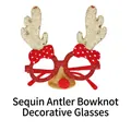 Christmas party glasses with reindeer antlers red bows and nose for holiday gifts - Gold Sequin Antler Bow Nose Style (CHYJ-19G)