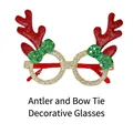 Festive Christmas party glasses featuring red reindeer antlers and green glittery bows - Red Antler Bowtie Style (CHYJ-20R)