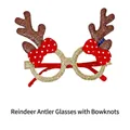Festive Christmas party glasses with reindeer antlers and red polka dot bowties - Brown Antler Bowtie Style (CHYJ-20BR)
