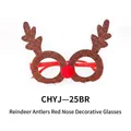 Festive Christmas reindeer antler party glasses with a fuzzy red nose decoration - Brown Antler Red Nose Style (CHYJ-25BR)