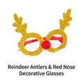 Sparkling golden reindeer antler glasses with red pom pom nose for Christmas parties - Golden Antler Red Nose Style (CHYJ-25G)