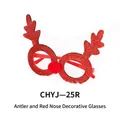 Festive red glitter reindeer antler glasses with plush red pom-pom nose for Christmas parties - Red Antler Red Nose Style (CHYJ-25R)