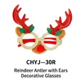 Festive glittery reindeer antlers and ears decorative glasses for Christmas party gifts - Red Long Antlers with Ears Style (CHYJ-30R)
