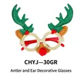 Christmas reindeer glasses with green antlers and gold glitter round frames - Green Long Antlers with Ears Style (CHYJ-30GR)
