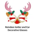 Christmas party glasses with pink glitter antlers and brown reindeer ears - Pink Long Antlers with Ears Style (CHYJ-30P)