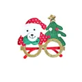 Festive Christmas party glasses with polar bear and tree decoration in red and gold glitter - Dot Flannel Doll Tree Bear Style (CHYJ-79-4)