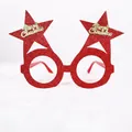 Festive red glitter Christmas glasses featuring decorative double stars with Merry Christmas text - Red Twin Stars Style (CHYJ-32R)
