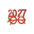 Glittery red 2027 Christmas glasses for festive holiday parties and celebrations - Red 2027 Year Style (2027R)