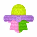 Detailed view of a large ghost-shaped colorful silicone fidget toy with dimensions - Pop It Fidget Toy (Large Rainbow Ghost)