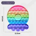 Octopus shaped rainbow pop it fidget toy with 14.5cm by 12.5cm size dimensions - Pop It Fidget Toy (Rainbow Octopus)