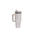 40oz stainless steel tumbler with handle and lid, pink marble tie-dye pattern - 40oz / Quartz Fluid