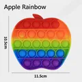 Rainbow apple-shaped pop-it fidget toy dimensions 10.5cm x 11.5cm for kids stress relief - Pop It Fidget Toy (Rainbow Apple)