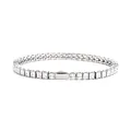 Elegante pulsera tennis de acero inoxidable 316L con circonitas cuadradas brillantes. - 16cm / Cuadrado de 3mm / Color acero