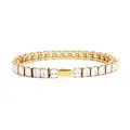 Elegante pulsera tennis de acero 316L con circonitas cuadradas y acabado dorado - 16cm / 4 mm Cuadrado / Dorado