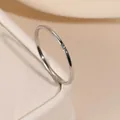 Minimalist silver stainless steel ring for women featuring a tiny inset sparkling stone - Size 5 / Steel Color Single Rhinestone 1mm