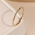 Minimalist gold-plated stainless steel ring with three small embedded crystals - 10-d-5 Gold Three Diamonds 1mm / Size 5