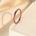 Minimalist stainless steel plain band ring featuring a vibrant iridescent rainbow finish - Size 5 / Colorful Inner And Outer Ring