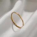 Elegant minimalist stainless steel plain band ring featuring a polished rose gold finish - 20-c-7 Gold Inner Sphere 1mm Flat Outer Surface (refund Or Exchange Guaranteed If It Fades). / Size 4