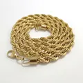 Detailed macro view of a gold-plated titanium steel rope chain necklace for hip hop style - Gold 5.0mm Thick / 45cm Long (braided Necklace)
