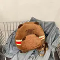 Adorably cute Capybara plush shoulder bag featuring a cartoon burger design for daily use - PVC Small Round Bag