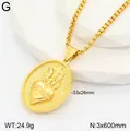 Detail view of 3D gold plated Sacred Heart oval pendant with size and weight specs. - Gold Style 3 / 18K Gold