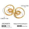 Detailed view of gold stainless steel spiral earrings with dimensions and weight specs - Gold (R01)