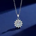Elegant S925 sterling silver sunflower moissanite pendant necklace for women's gift - 925 Silver / Large Zirconia