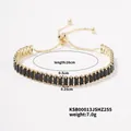 Vergoldetes Tennisarmband mit schwarzen Zirkonia-Steinen und 26 cm Längenangabe. - Gold Schwarzer Zirkonia