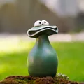 Lustige grüne Froschfigur aus Harz mit großem Mund für Garten und Schreibtisch Deko - Großer Frosch