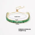 Detailed dimensions of emerald green cubic zirconia adjustable sliding tennis bracelet - Emerald