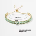 Detailed view of green zircon tennis bracelet with accurate size and weight measurements - Emerald Green