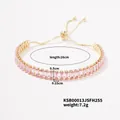 Detailed technical view of pink zircon bracelet with 26cm length and 7.2g weight specs - Pink