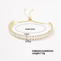 Detailed close-up of adjustable gold zircon bracelet featuring 26cm length and 7.0g weight - White