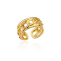 Luxury gold-plated adjustable multi-layer rope knot ring with sparkling pavé zircon stones - Multi-layer Multi-loop Knot Style (JZ4472G)