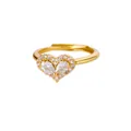 Luxurious adjustable gold plated heart ring with sparkling cubic zirconia stones - Heart-shaped Rhinestone Spliced Style (JZ7544G-1)