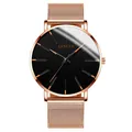 Men's stylish fashion business Geneva watch with rose gold mesh band and black dial - Standard Size / Rose Gold Hands Rose Gold Case Rose Gold Mesh Band