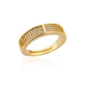 Bague réglable en or élégante avec des rangées de zircons étincelants pour femme - Style Géométrique à Plusieurs Rangs de Strass (JZ4380G)