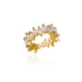 Bague ajustable en plaqué or 18 carats avec zircons blancs taille marquise pour femme - Style Géométrique Multicouche à Rangs de Strass (JZ4405G)