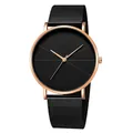 Elegant black mesh strap men's watch with minimalist rose gold case - Standard Size / Geometric Pattern Dial Rose Gold Case Black Mesh Strap