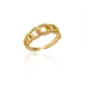 Élégante bague réglable dorée avec des zircons cubiques étincelants et motif de chaîne - Style Géométrique de Maillon de Chaîne avec Strass (JZ4473G)